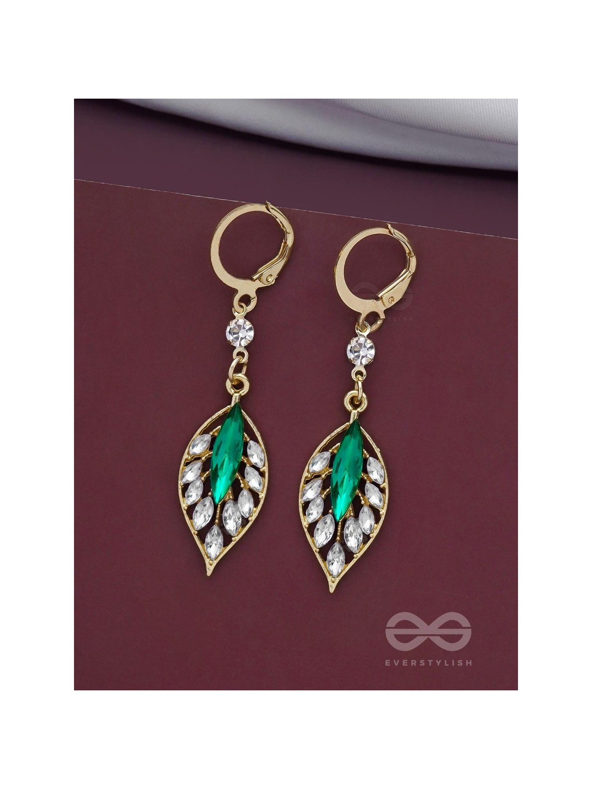 Lush Leaflets - Golden Embellished Earrings