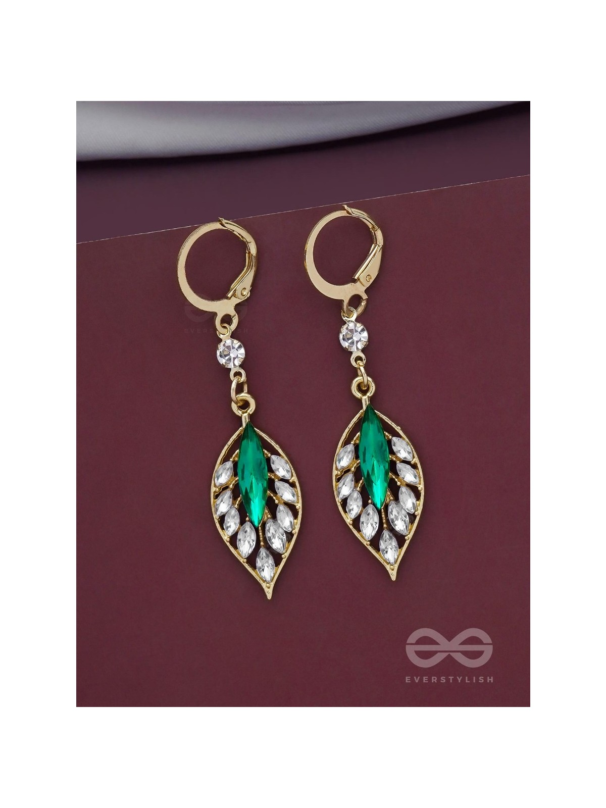 Lush Leaflets - Golden Embellished Earrings