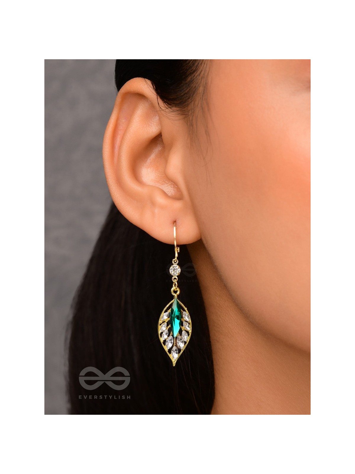 Lush Leaflets - Golden Embellished Earrings