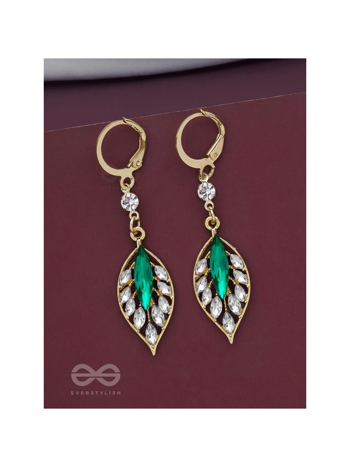 Lush Leaflets - Golden Embellished Earrings