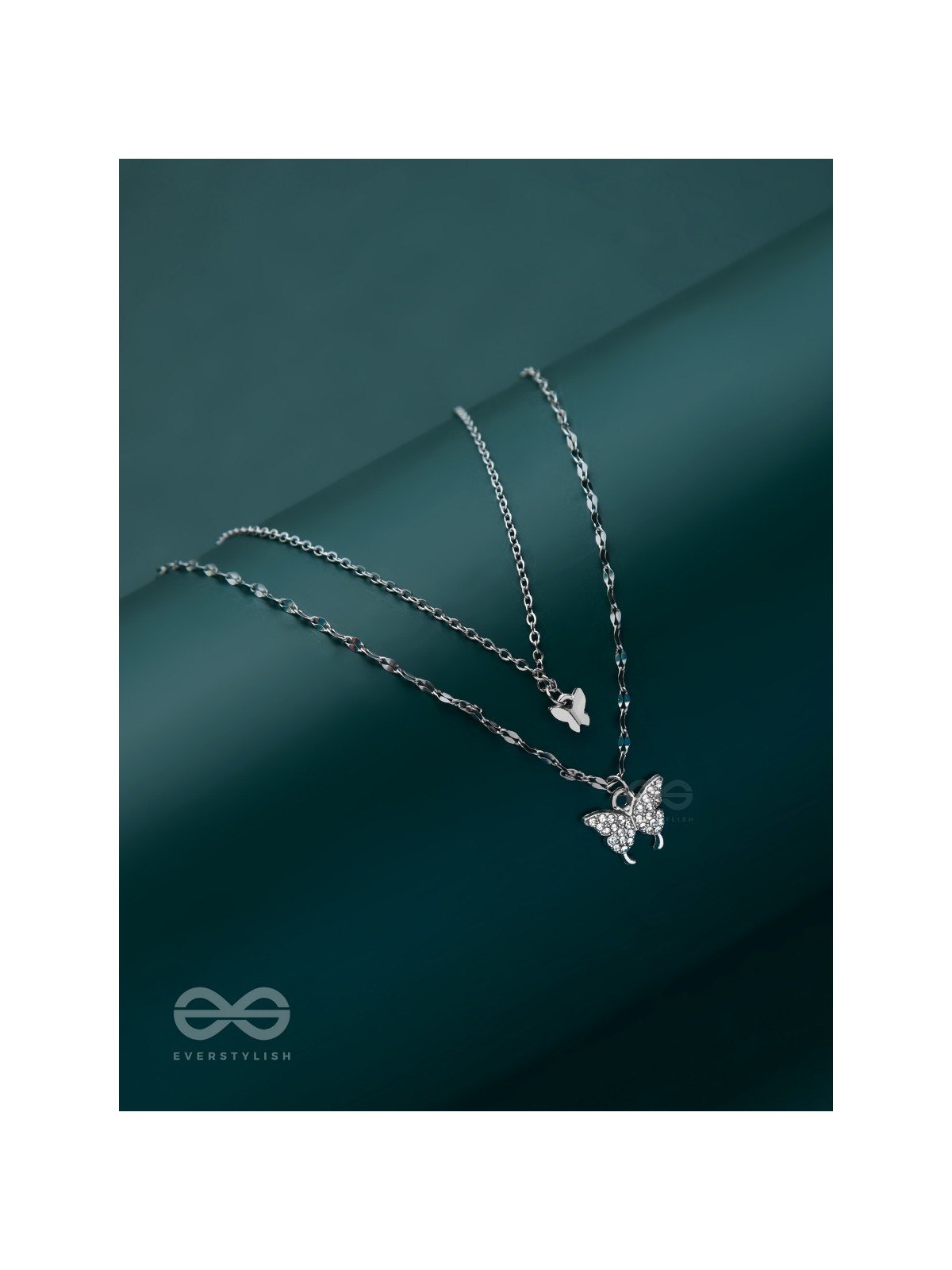 Flutterby Fantasy - Multilayered Silver Necklace With Anti-Tarnish Coating