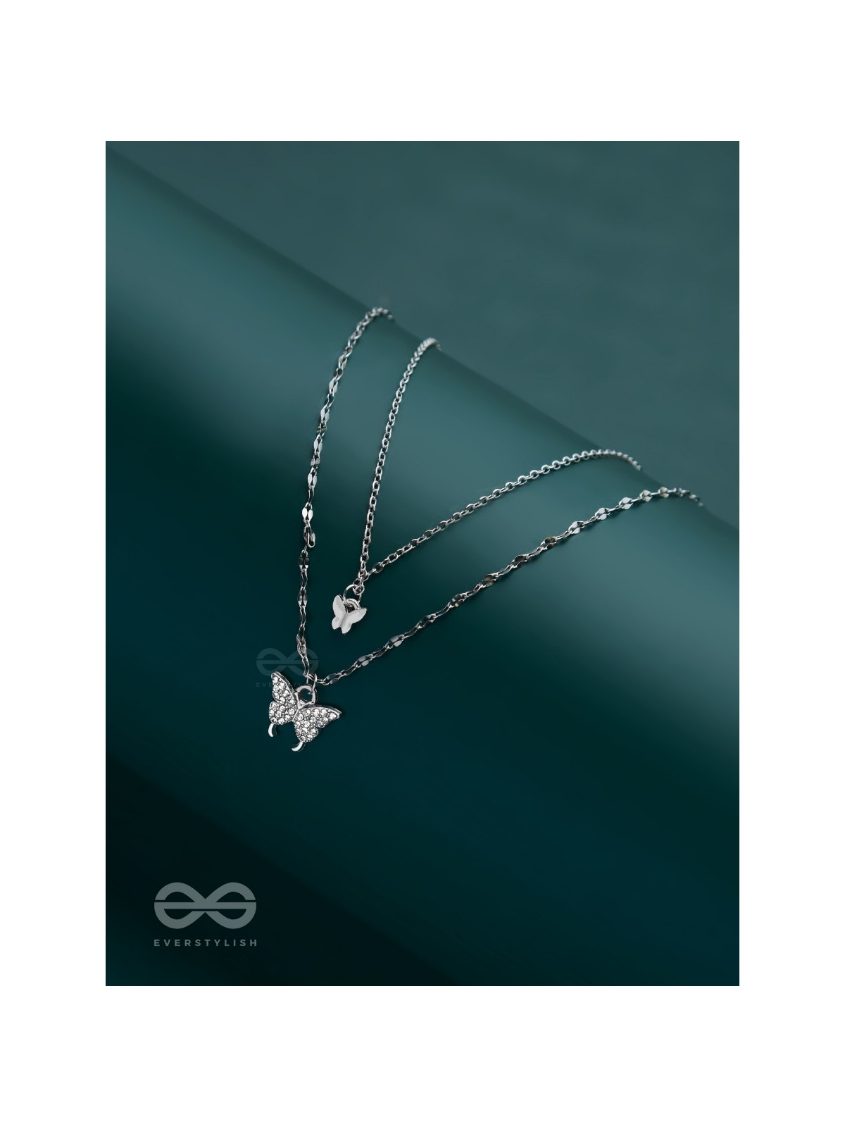 Flutterby Fantasy - Multilayered Silver Necklace With Anti-Tarnish Coating