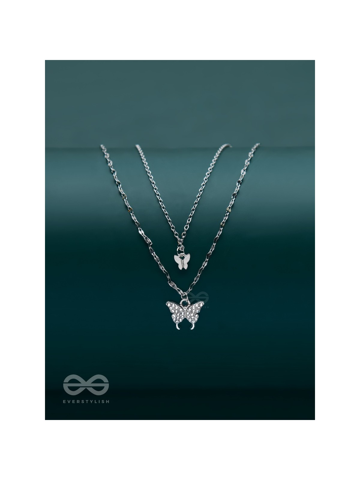 Flutterby Fantasy - Multilayered Silver Necklace With Anti-Tarnish Coating