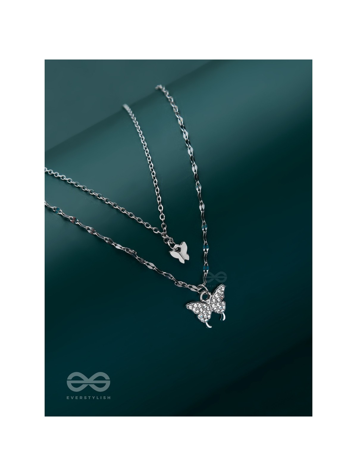 Flutterby Fantasy - Multilayered Silver Necklace With Anti-Tarnish Coating