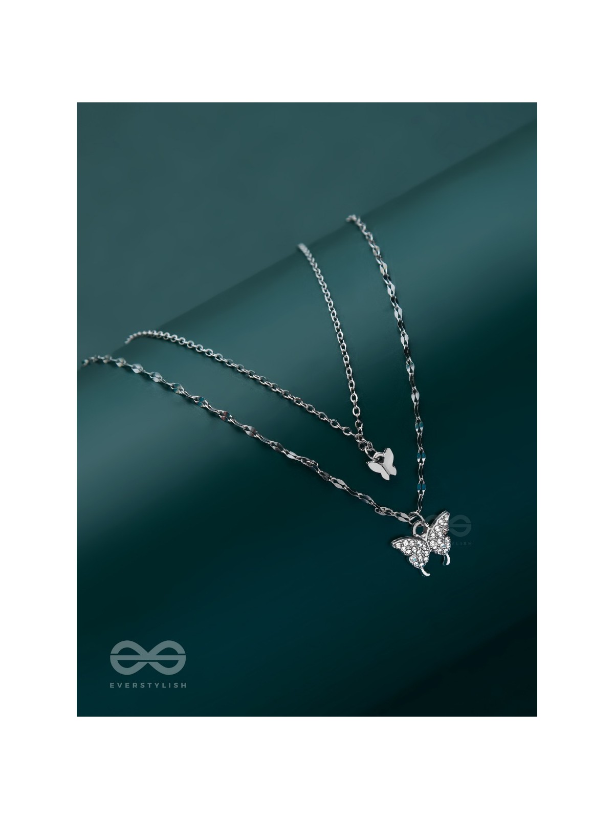 Flutterby Fantasy - Multilayered Silver Necklace With Anti-Tarnish Coating