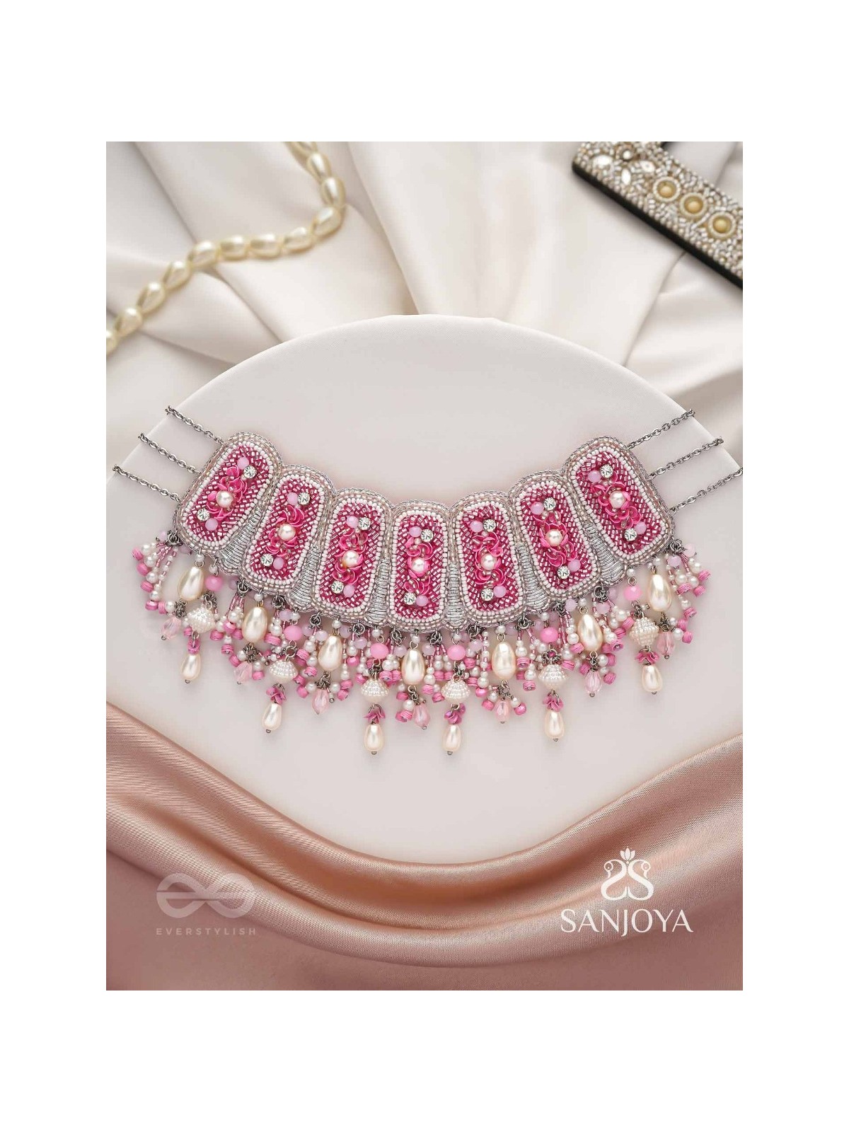 Bhavaneri- Dance In The Heaven- Pearls, Cutdana And Beads Hand Embroidered Choker Neckpiece