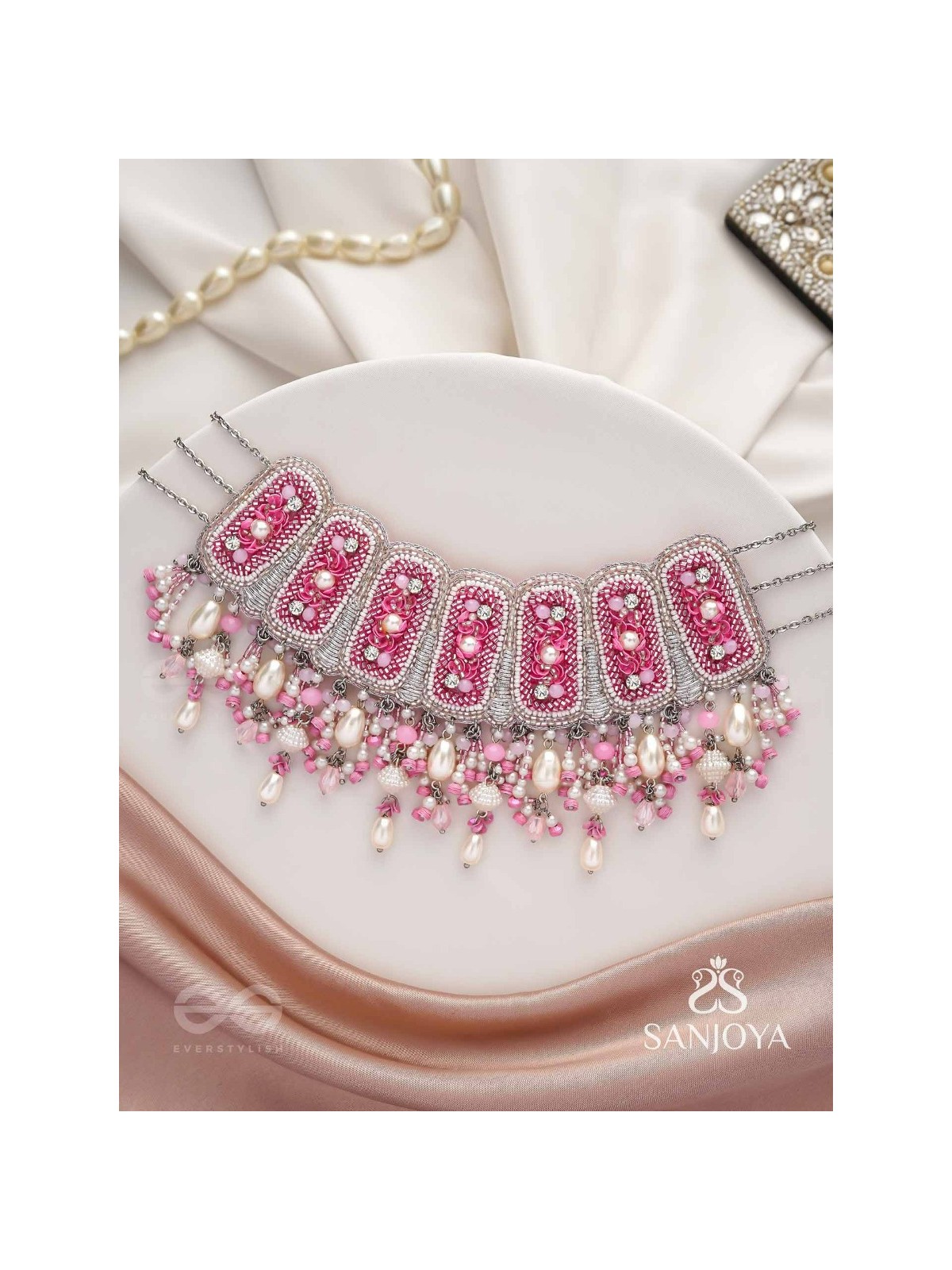 Bhavaneri- Dance In The Heaven- Pearls, Cutdana And Beads Hand Embroidered Choker Neckpiece