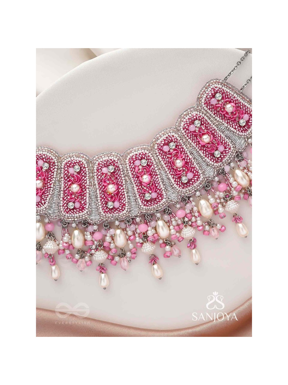 Bhavaneri- Dance In The Heaven- Pearls, Cutdana And Beads Hand Embroidered Choker Neckpiece