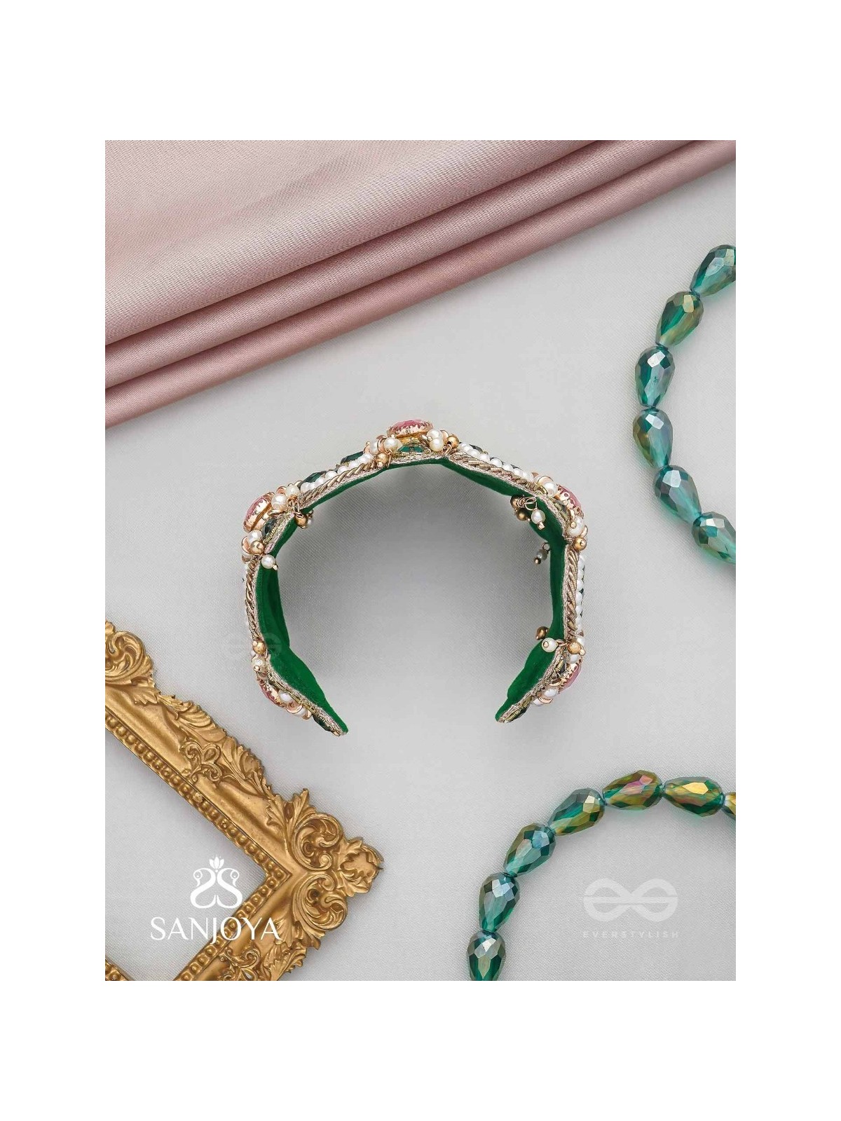 Savitra - The Spring Flowers - Stones And Beads Hand Embroidered Bangle 