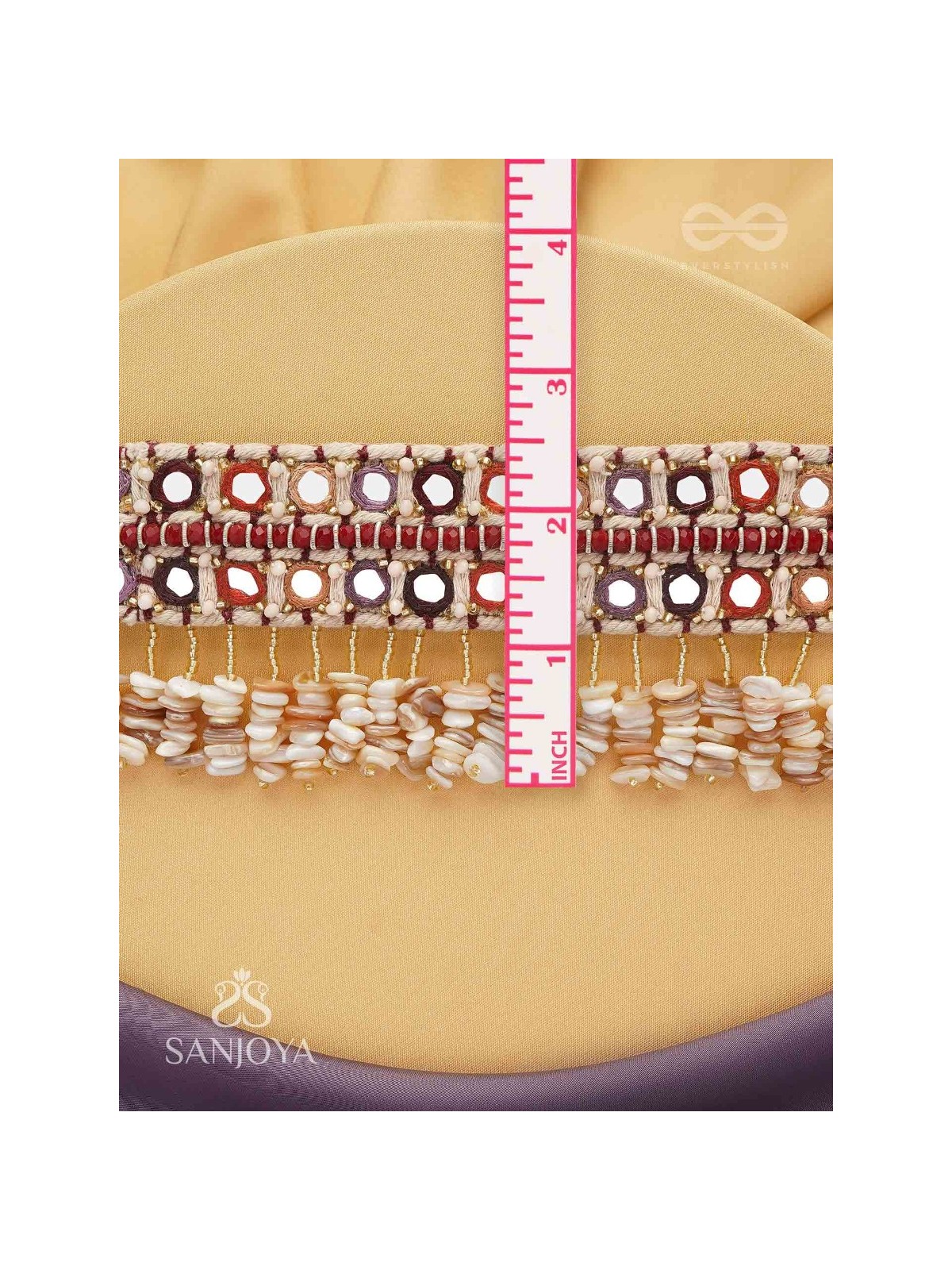 Revata - Hues Of Ocean - Mirror And Resham Hand Embroidered Neckpiece