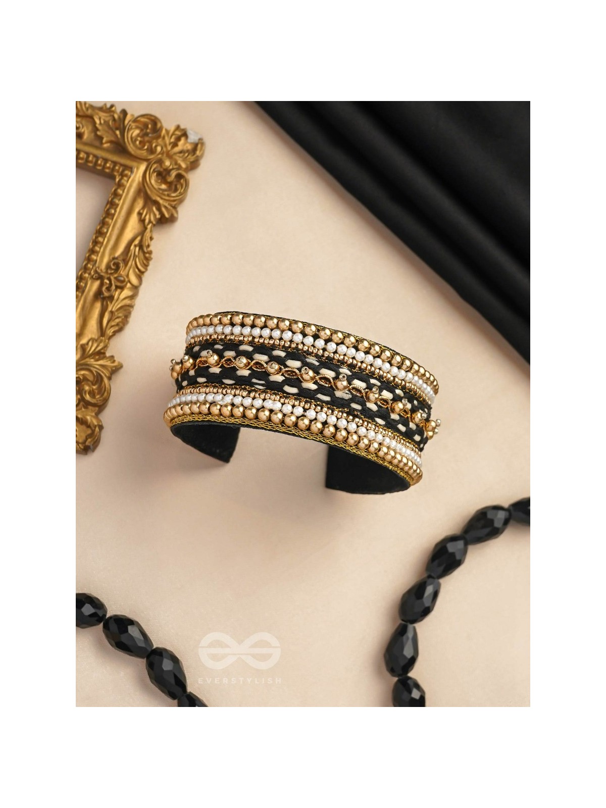 Madhya - In Between Night - Beads And Resham Hand Embroidered Bangle