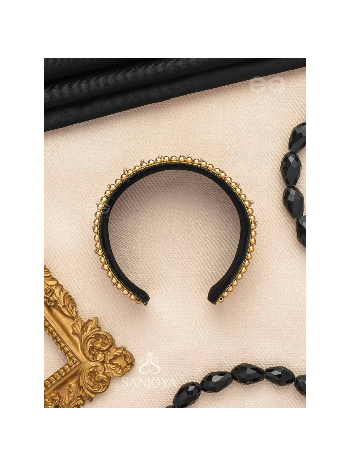 Madhya - In Between Night - Beads And Resham Hand Embroidered Bangle