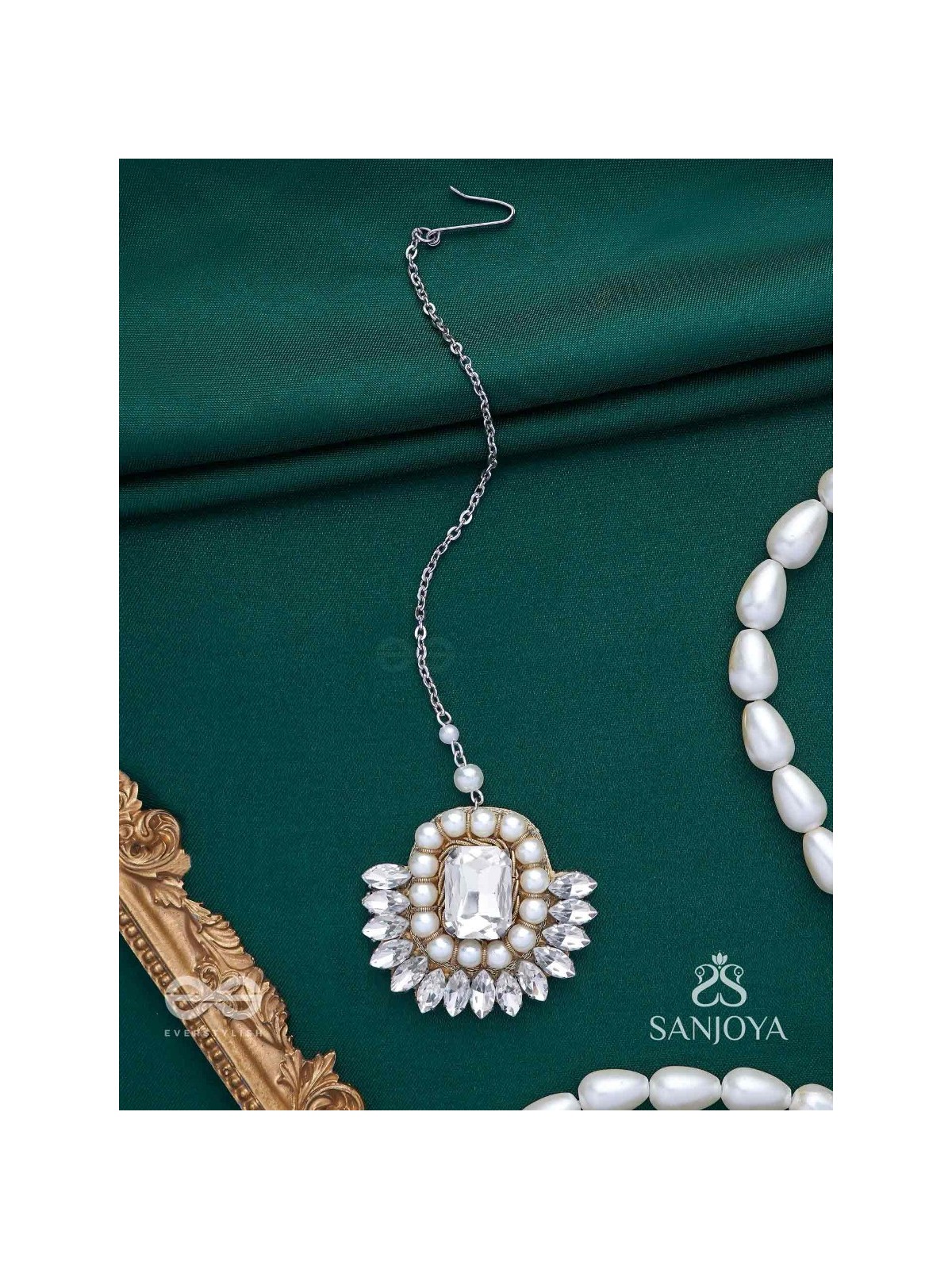 Adrisara - Essence Of Stones - Stones Hand Embroidered Maangtika