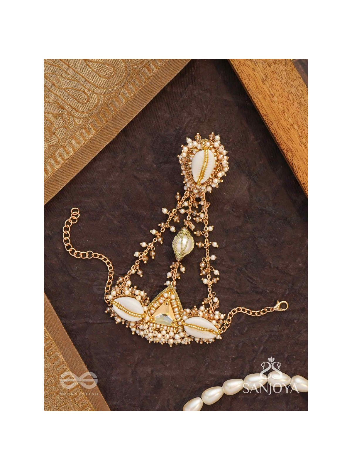 Sakosa - Ivory Coast -Beads And Shells Hand Embroidered Haathphool