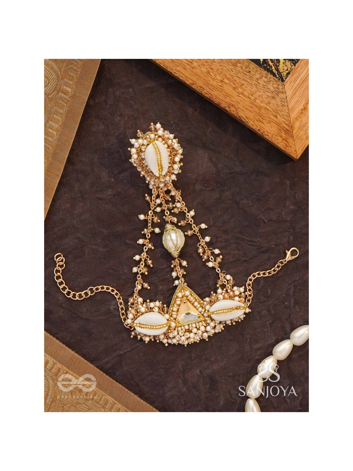 Sakosa - Ivory Coast -Beads And Shells Hand Embroidered Haathphool