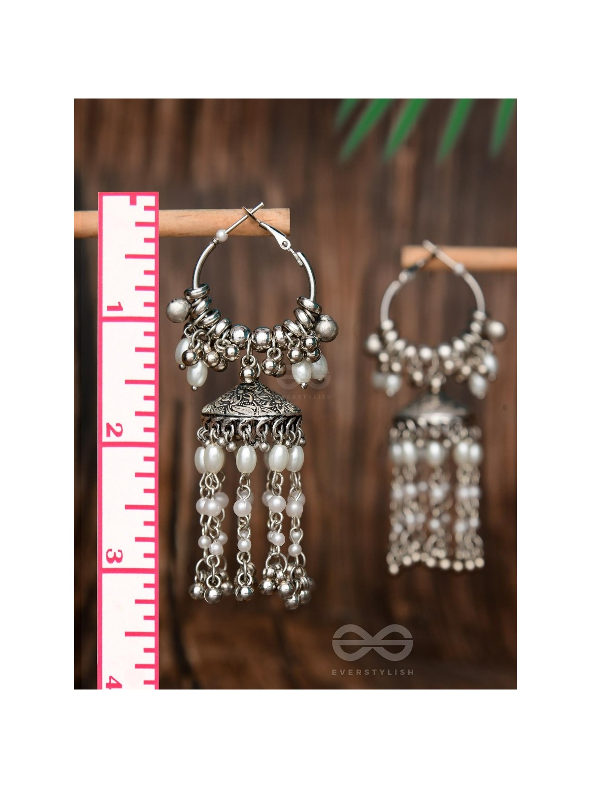 The Frost Blooms - Statement Oxidised Jhumka Earrings