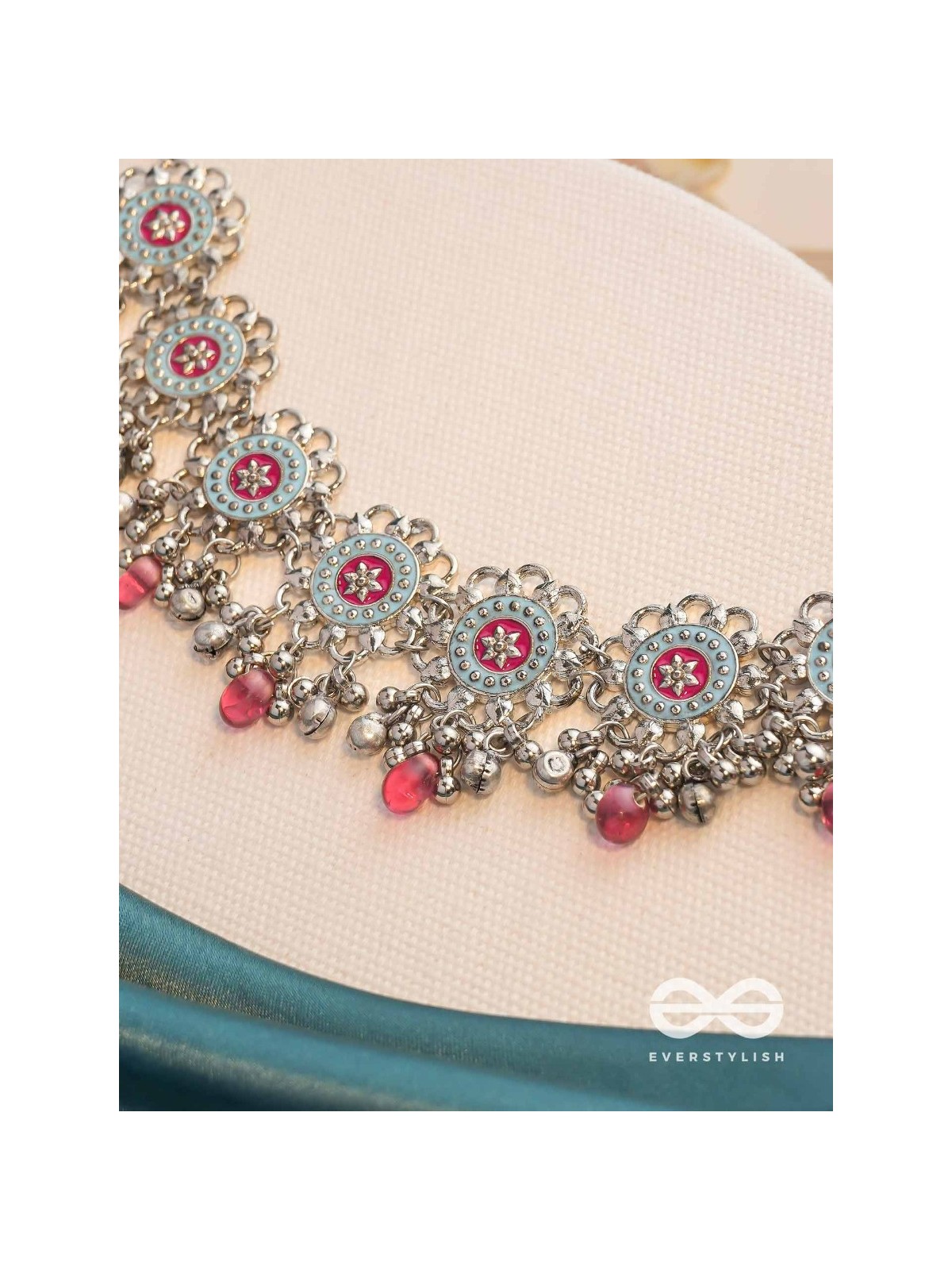 The Rosy Skies - Enamelled Oxidised Neckpiece