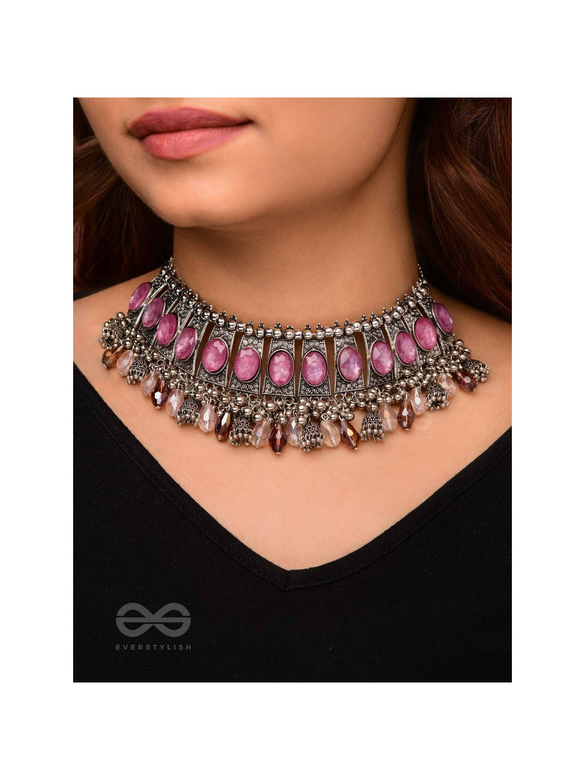 The Coral Dreams - Statement Embellished Oxidised Neckpiece
