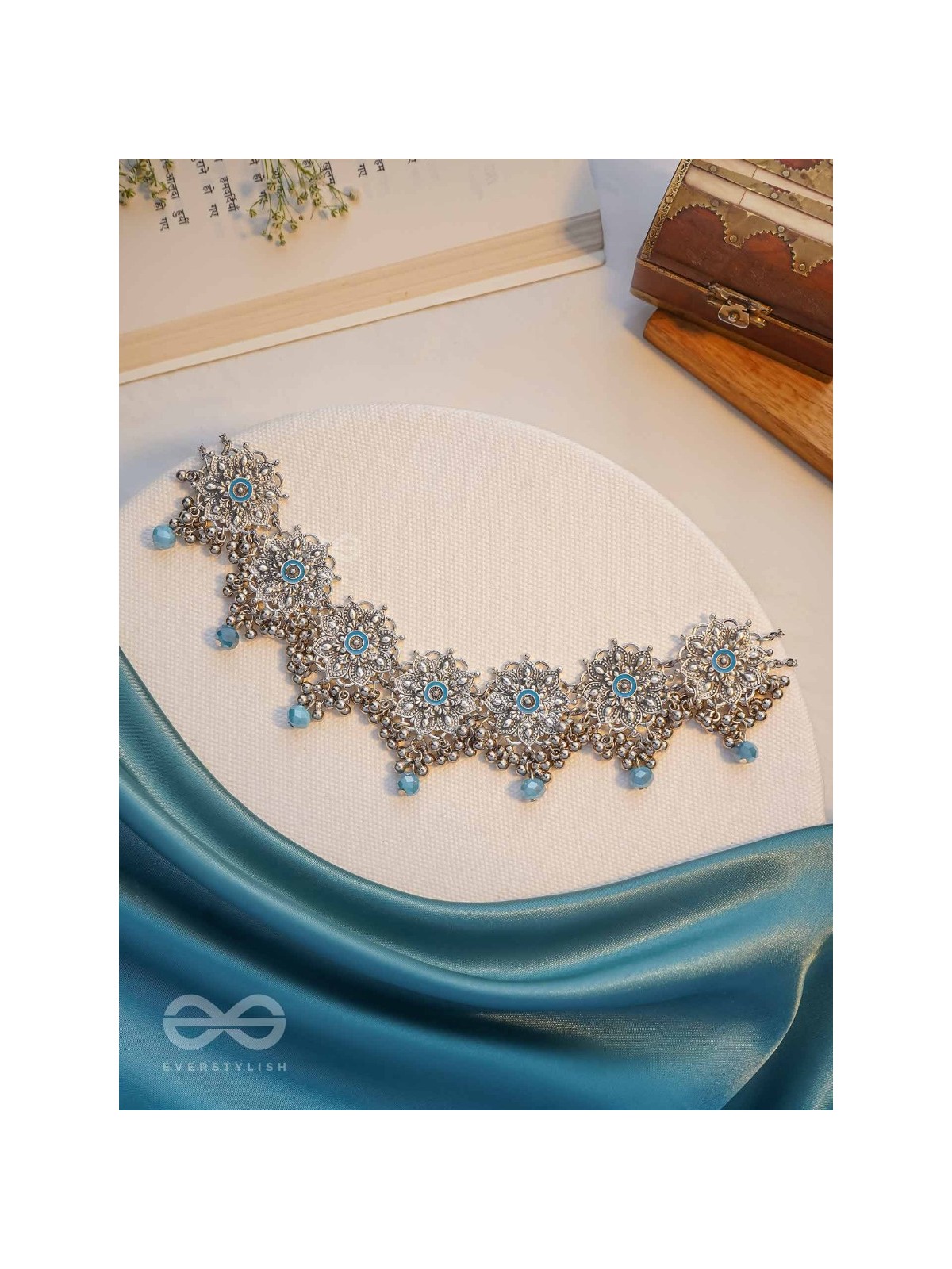 Heavenly Skies - Enamelled Oxidised Neckpiece