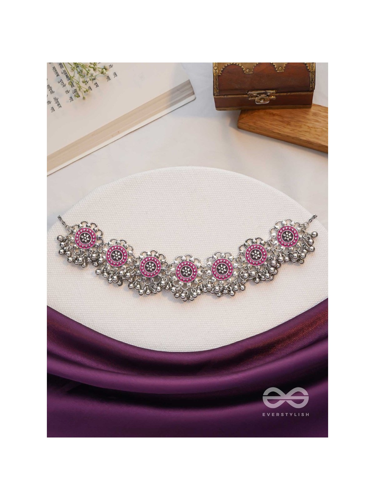 Rustic Blossoms - Enamelled Oxidised Neckpiece