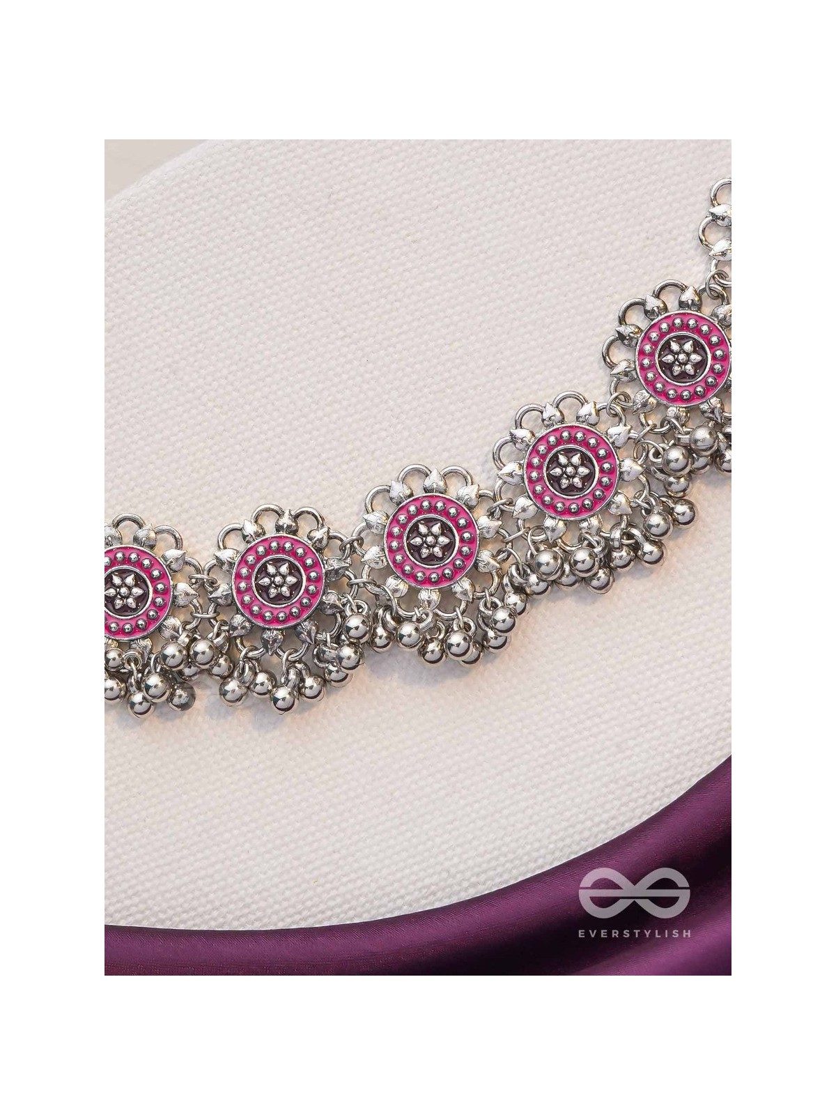 Rustic Blossoms - Enamelled Oxidised Neckpiece