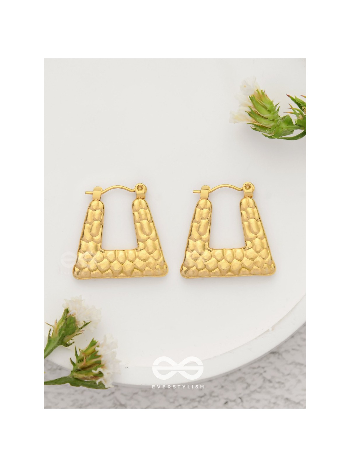 Ethereal Gleams - Golden Stainless Steel Earrings With Anti-Tarnish Coating