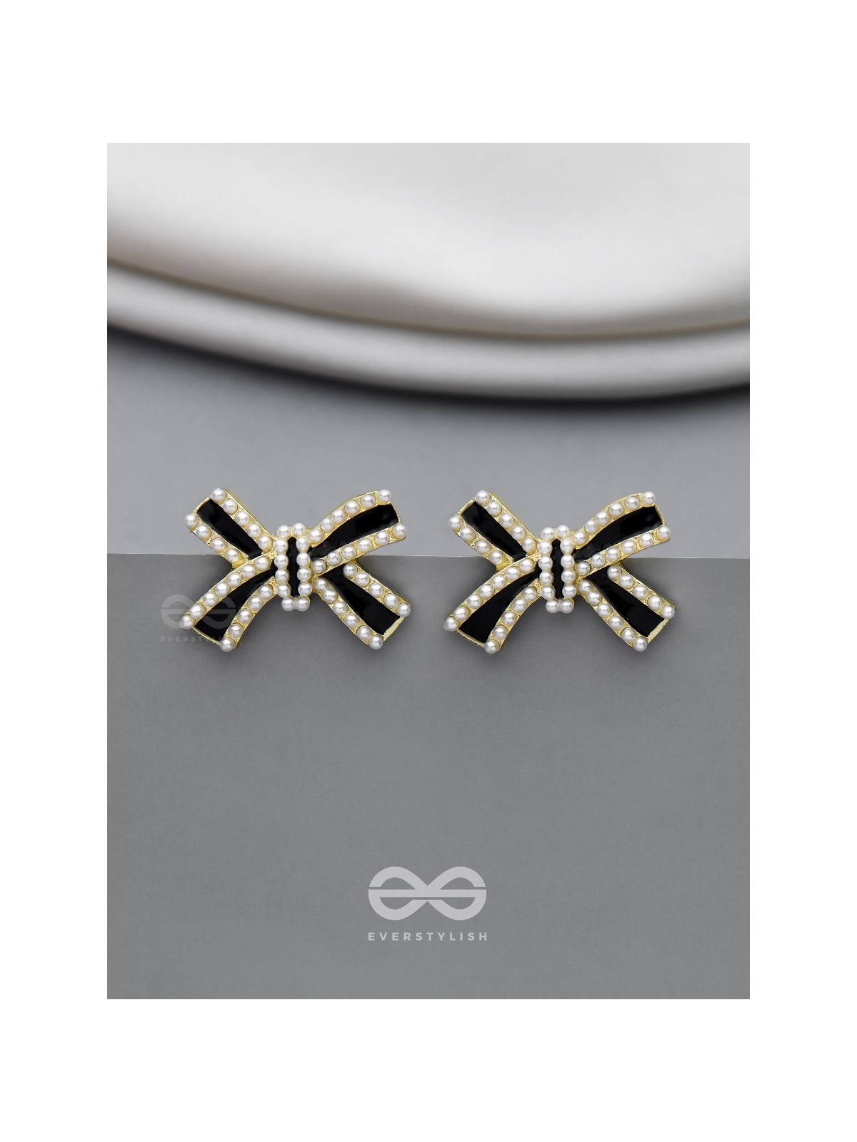 Knotty  And Nice - Golden Embellished Studs (Black)