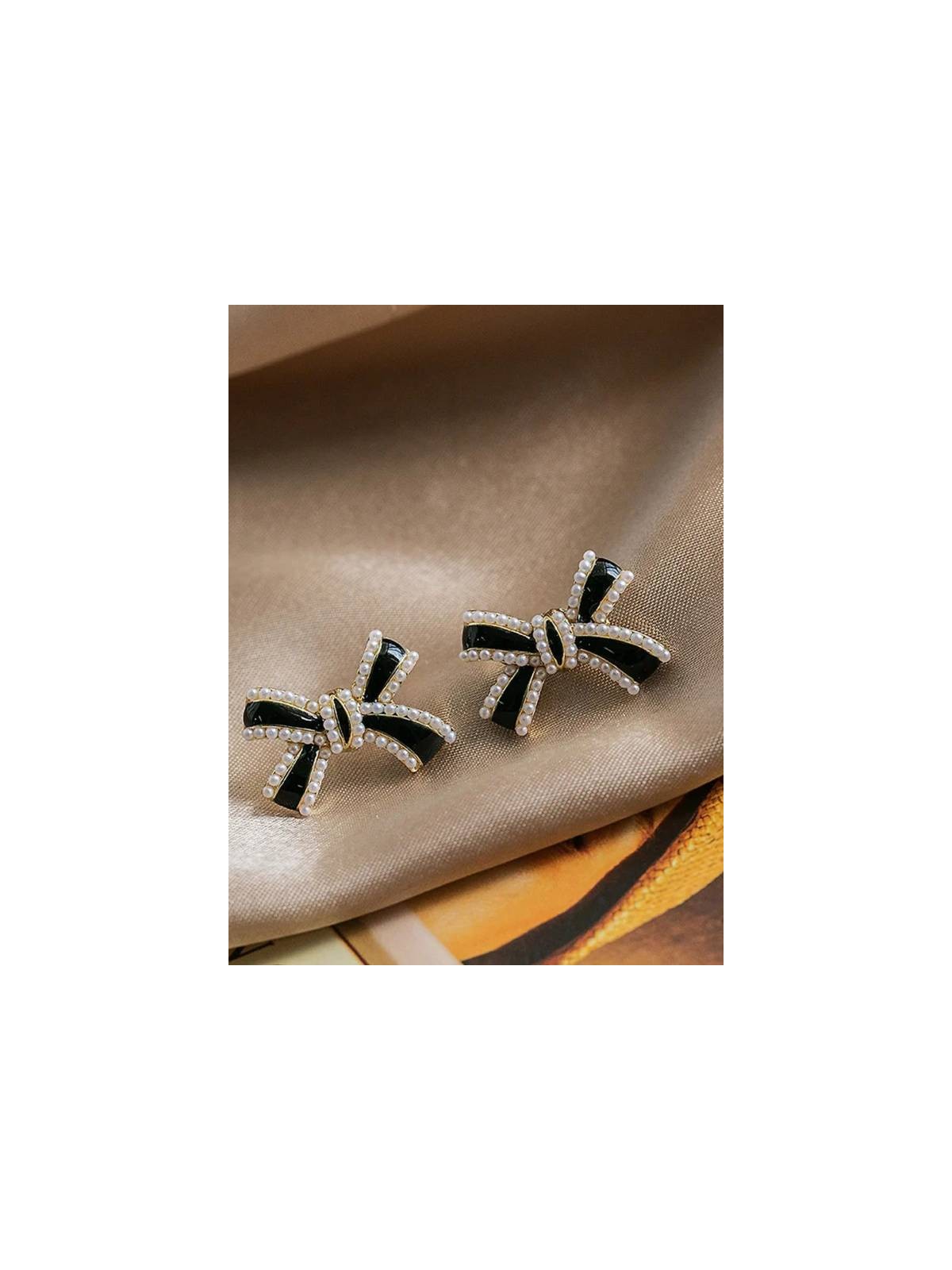 Knotty  And Nice - Golden Embellished Studs (Black)