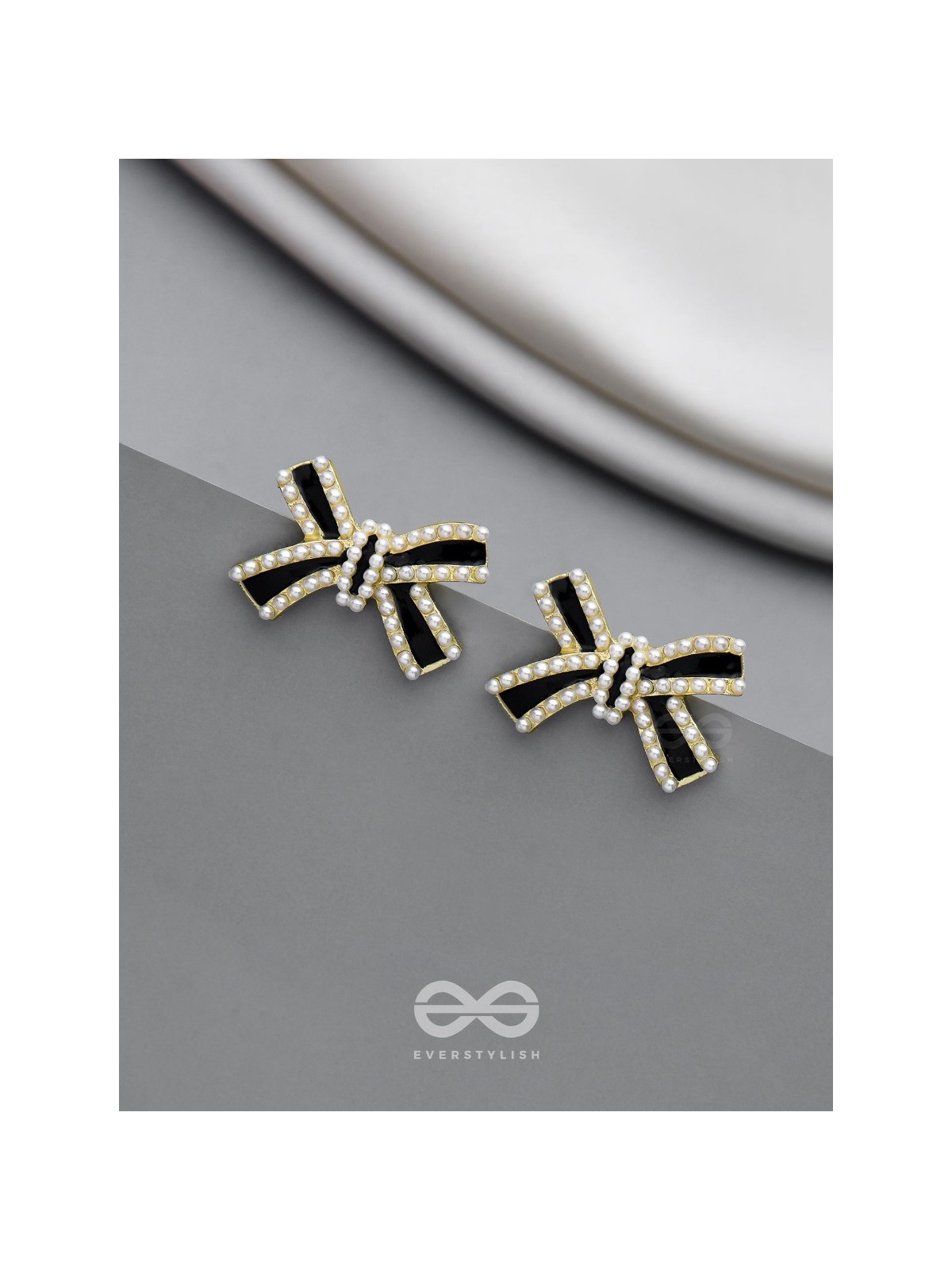 Knotty  And Nice - Golden Embellished Studs (Black)