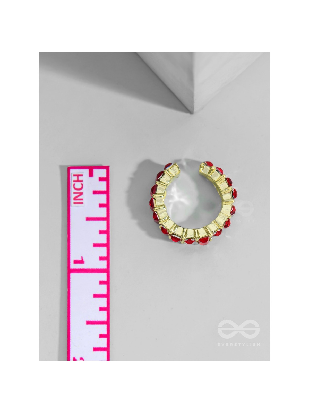 Sparkling Halo - Golden Embellished Ring (Red)