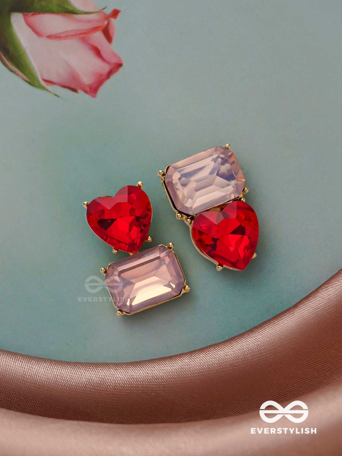 Crimson Lilac Lovebuds -Embellished Earrings 