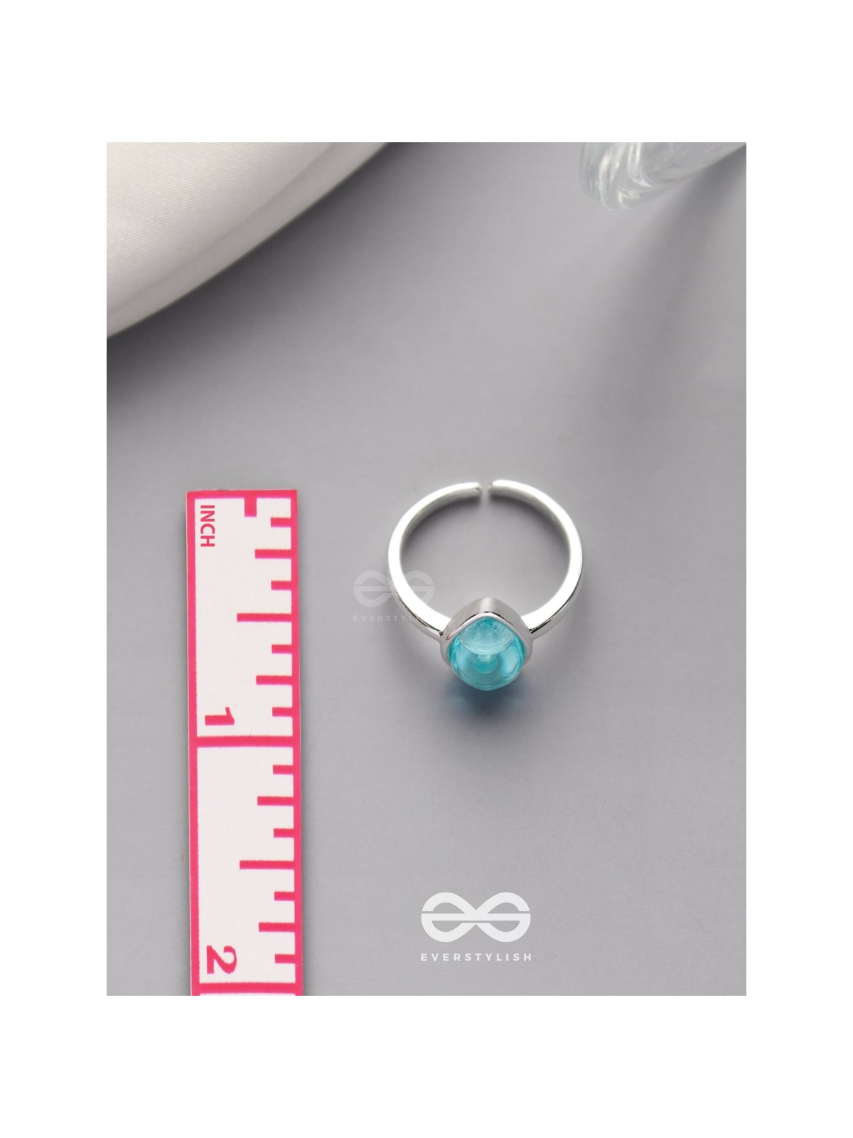 Sky Shower Droplet - Blue Enamelled Ring 