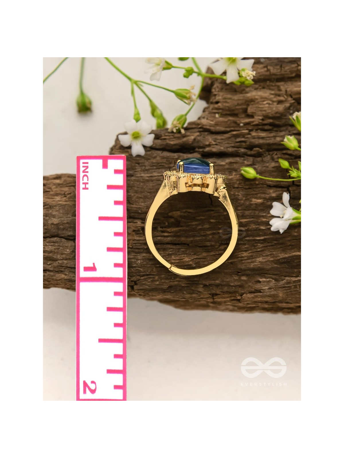 The Luminescent Loop - Golden Embellished Ring (Adjustable)