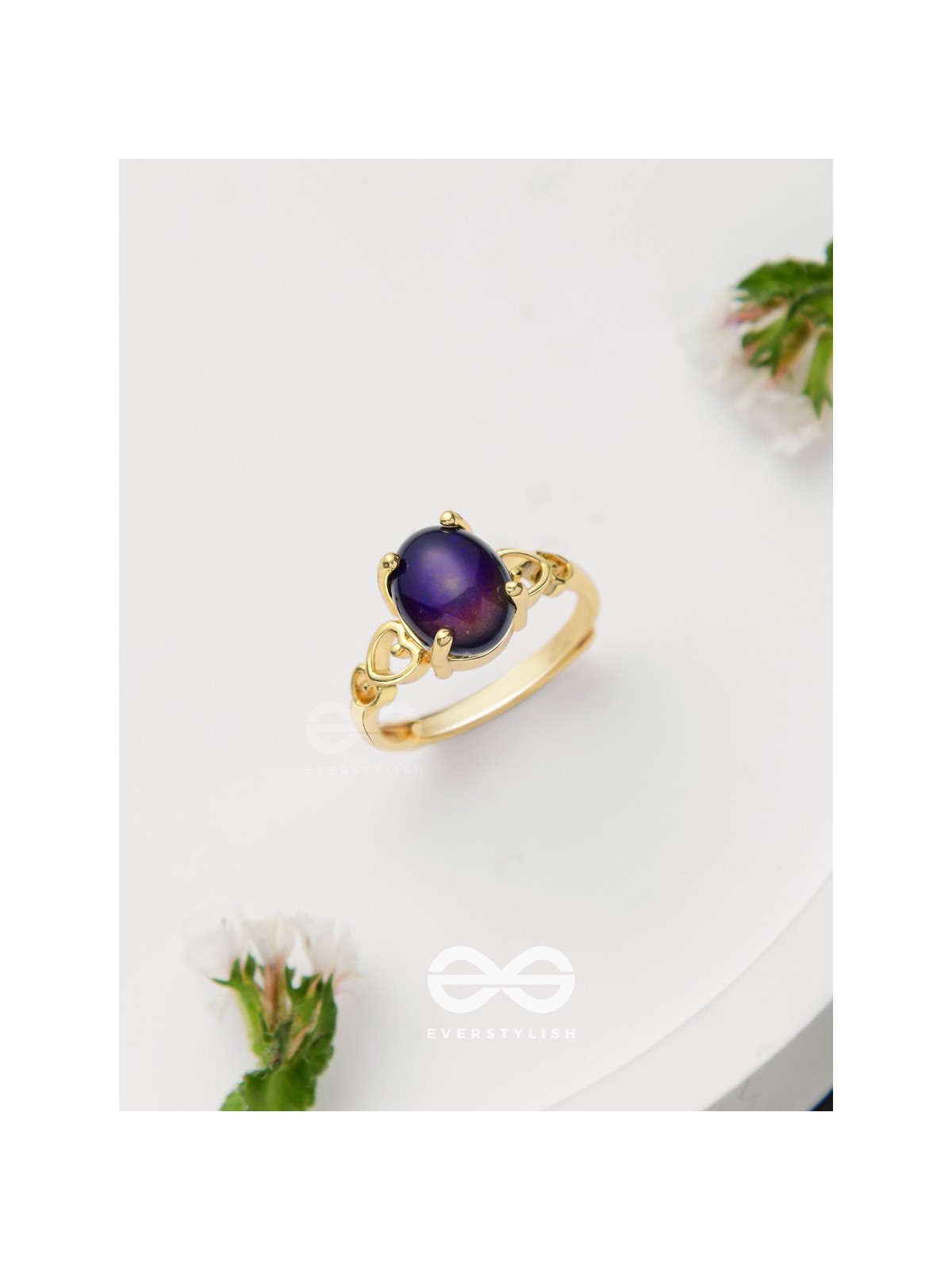 The Azure Delights - Golden Embellished Ring 