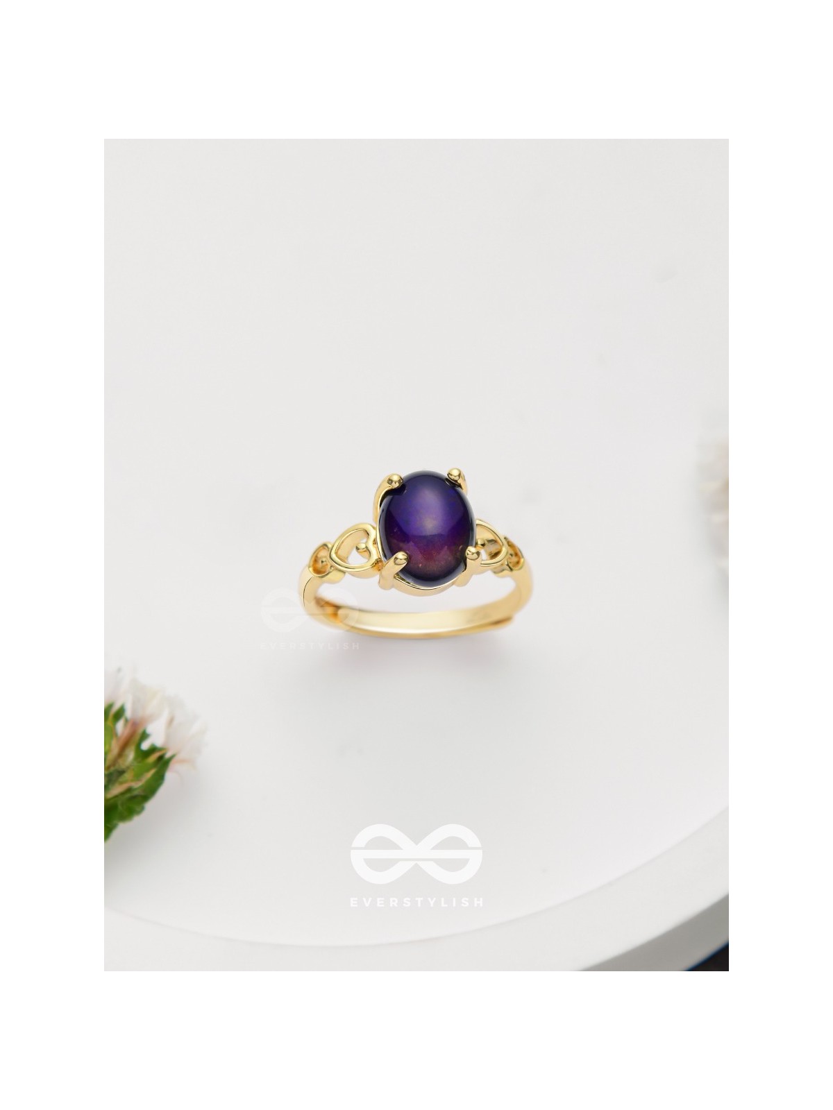 The Azure Delights - Golden Embellished Ring 