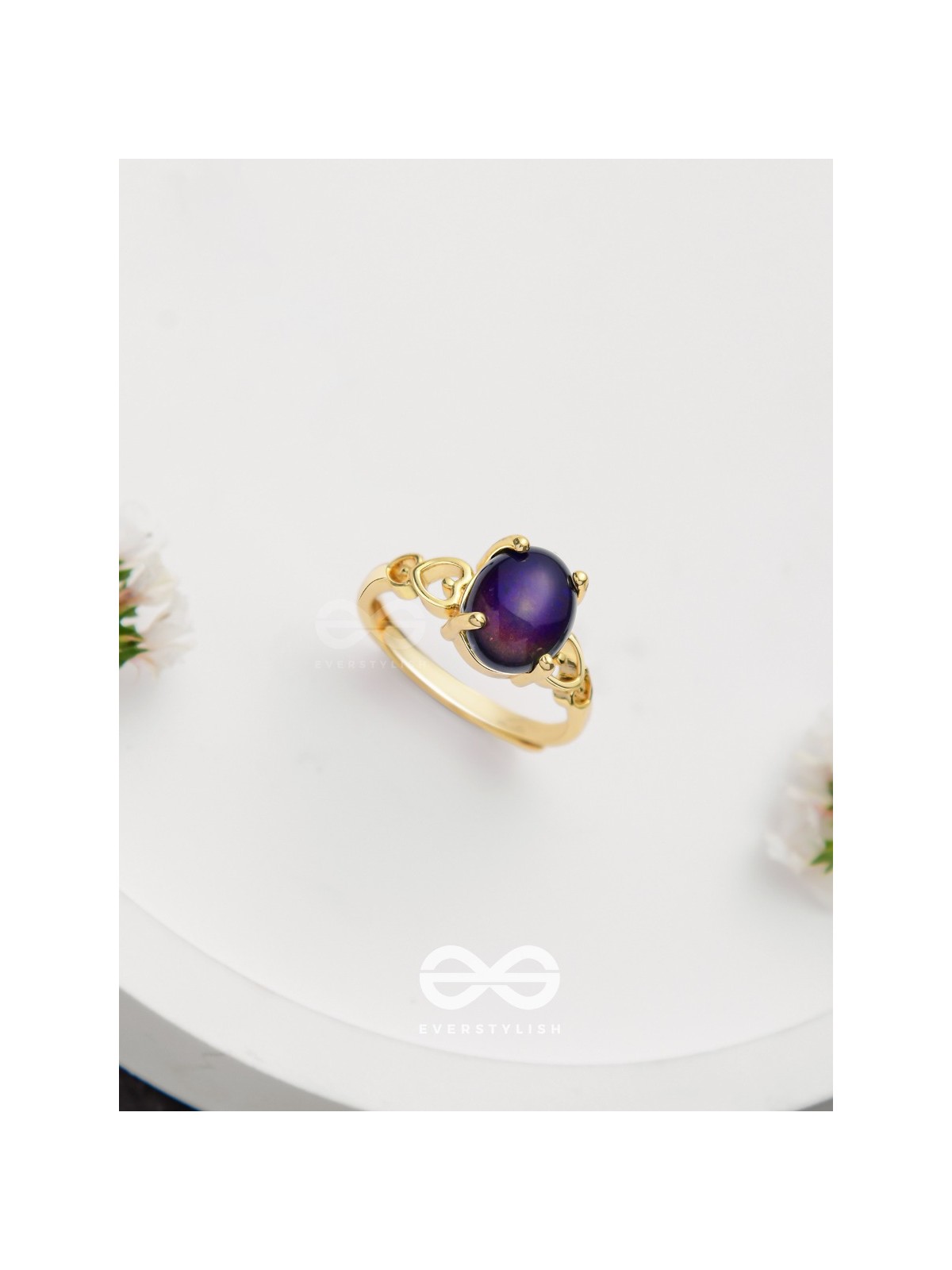 The Azure Delights - Golden Embellished Ring 