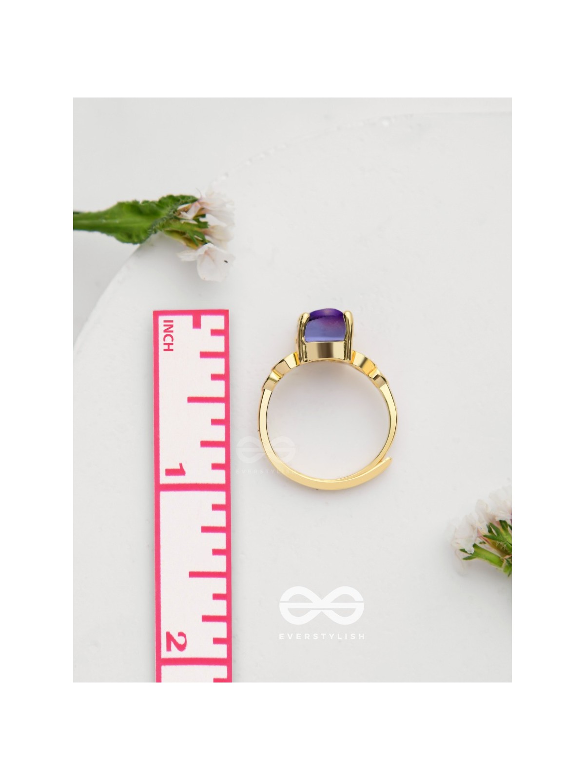 The Azure Delights - Golden Embellished Ring 