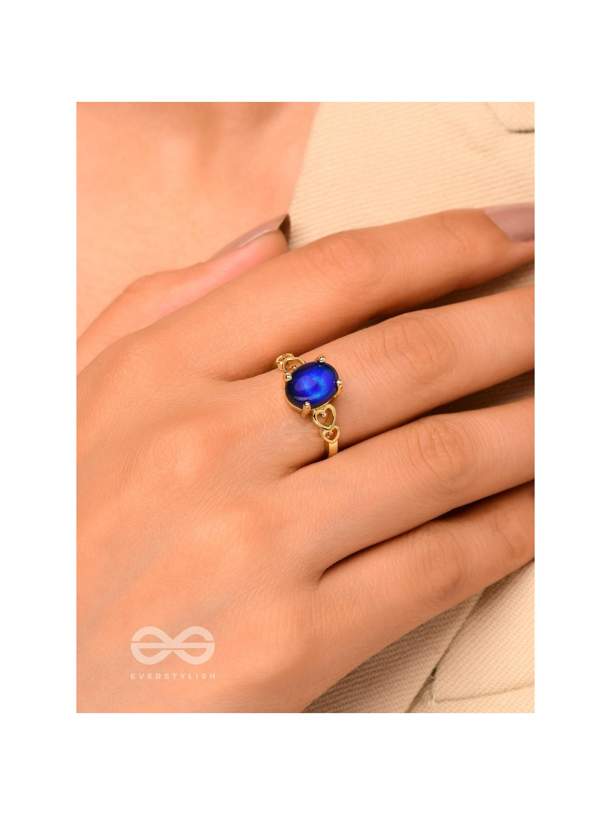 The Azure Delights - Golden Embellished Ring 