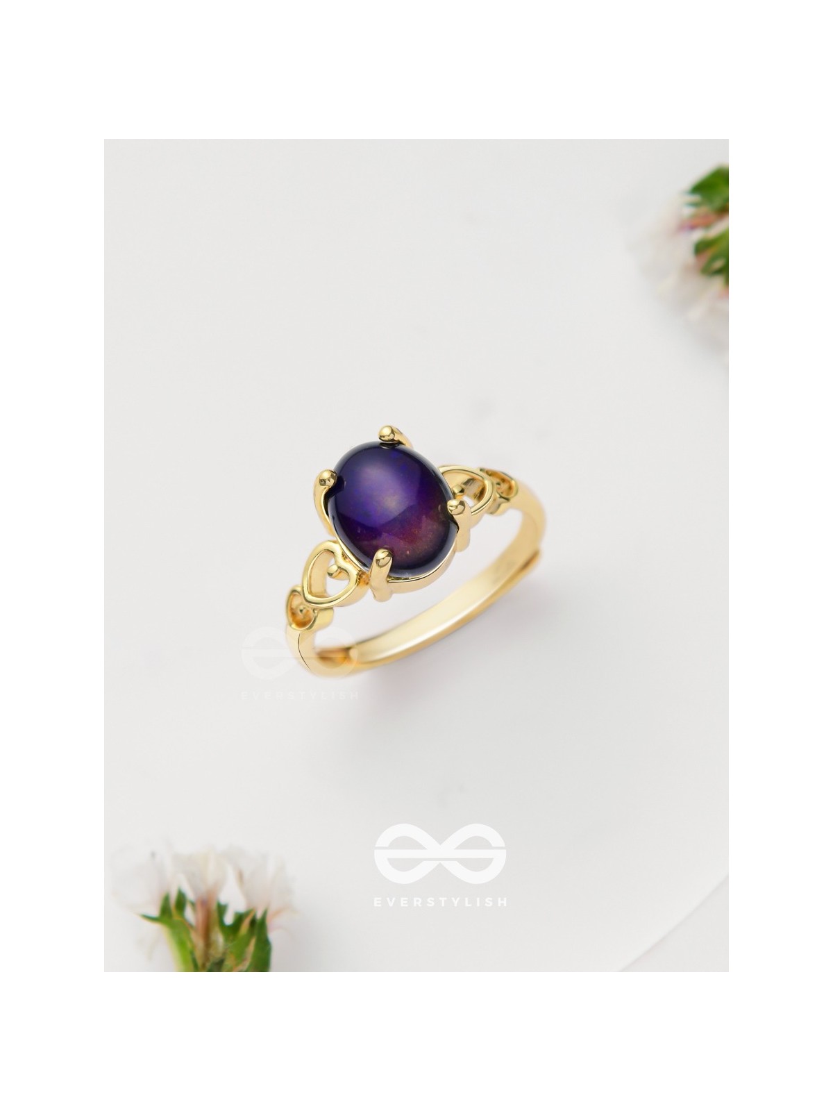 The Azure Delights - Golden Embellished Ring 