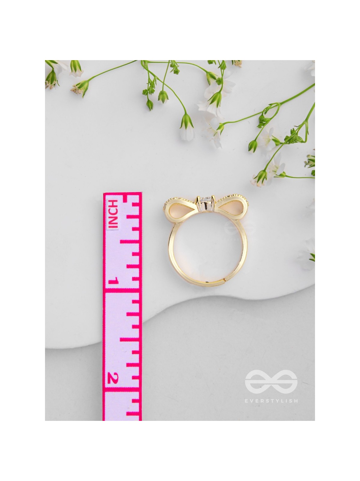 Sparkling Bow Affair - Golden Embellished Ring 