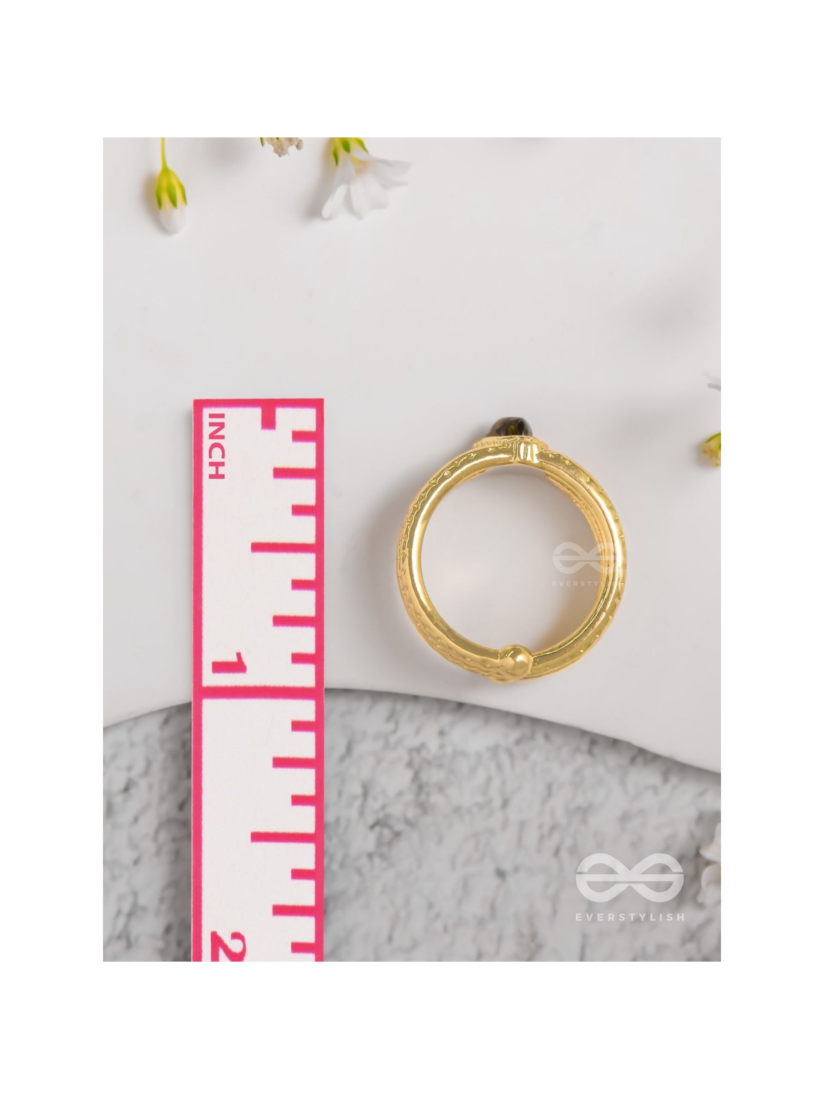 Gilded Mocha Elegance - Golden Beaded Ring 