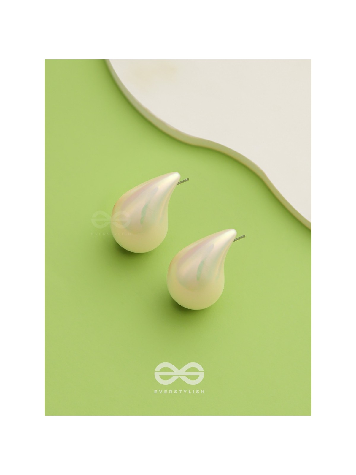 Glitter Drops - Holographic Acrylic Earrings (White)