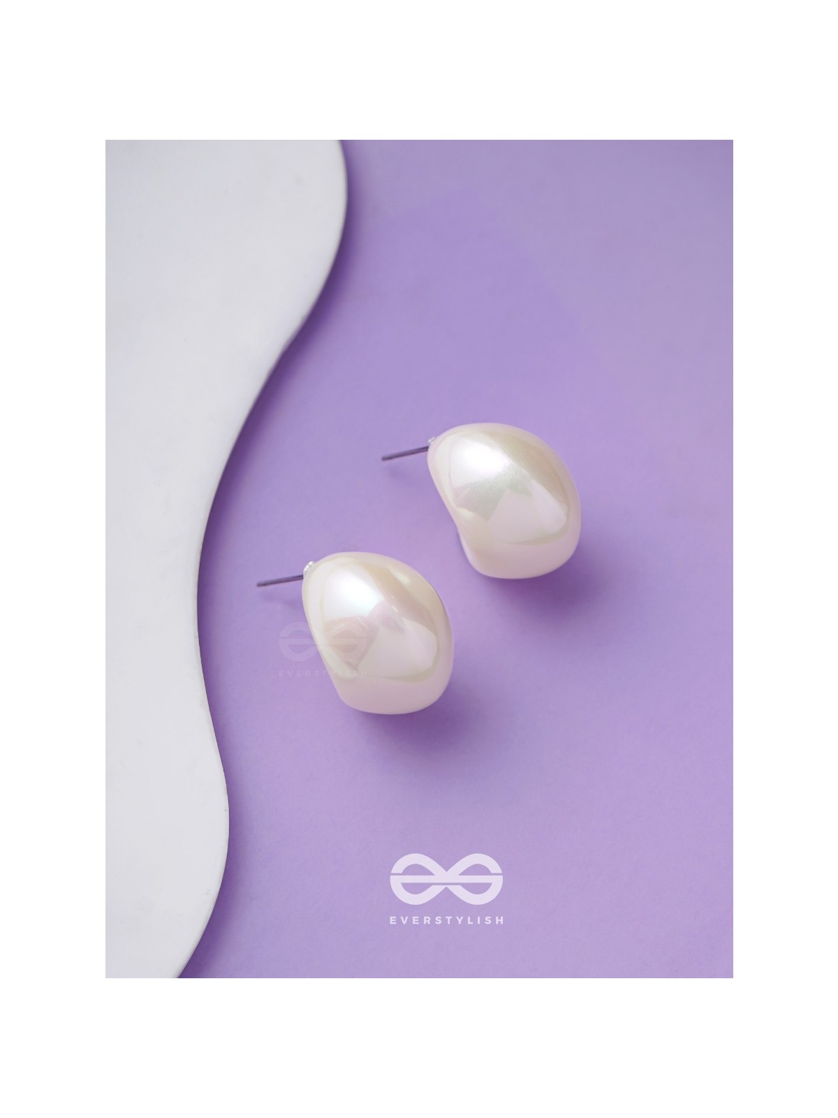 Groovy Arcs - Holographic Acrylic Earrings (White)