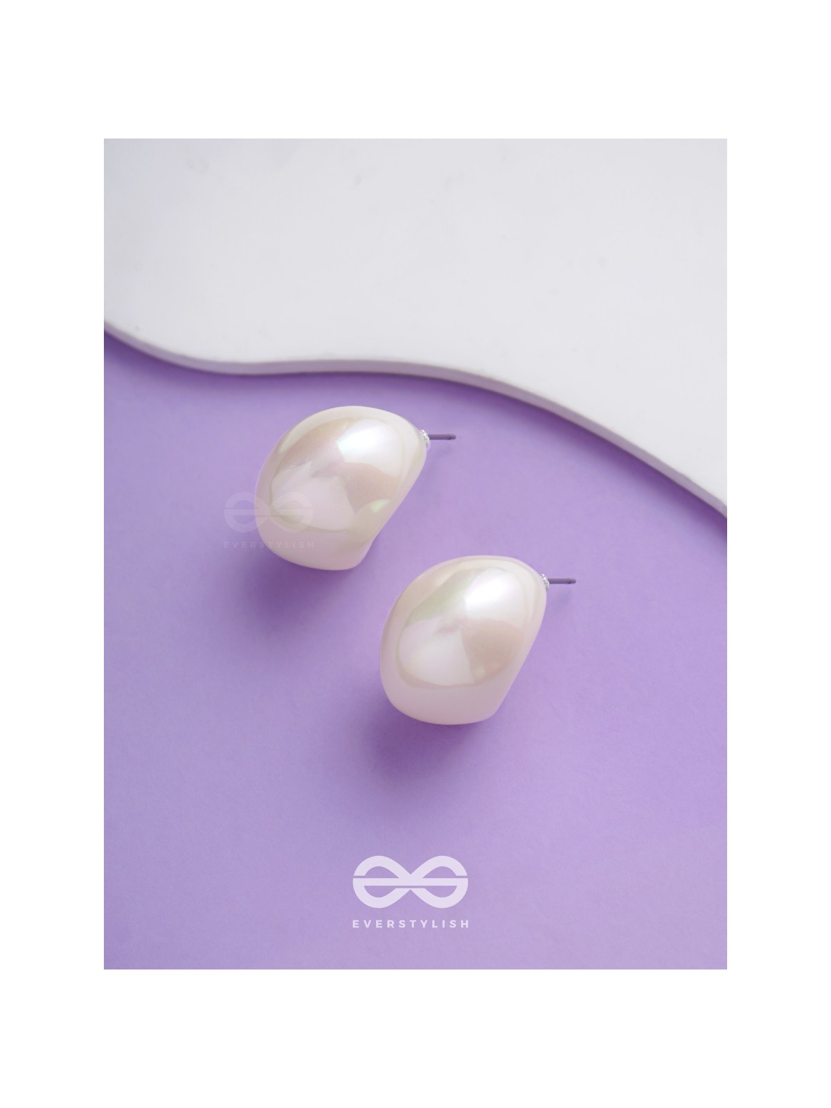 Groovy Arcs - Holographic Acrylic Earrings (White)
