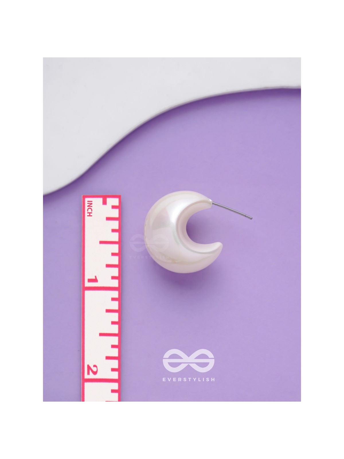 Groovy Arcs - Holographic Acrylic Earrings (White)