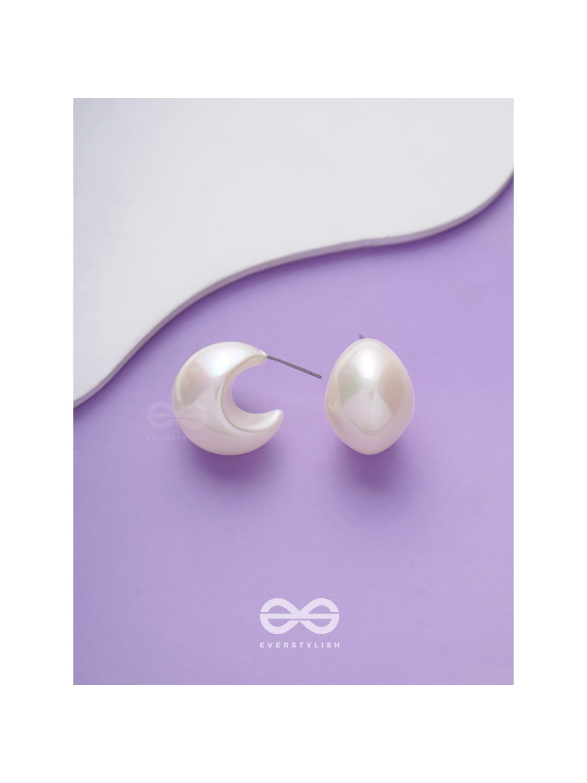 Groovy Arcs - Holographic Acrylic Earrings (White)