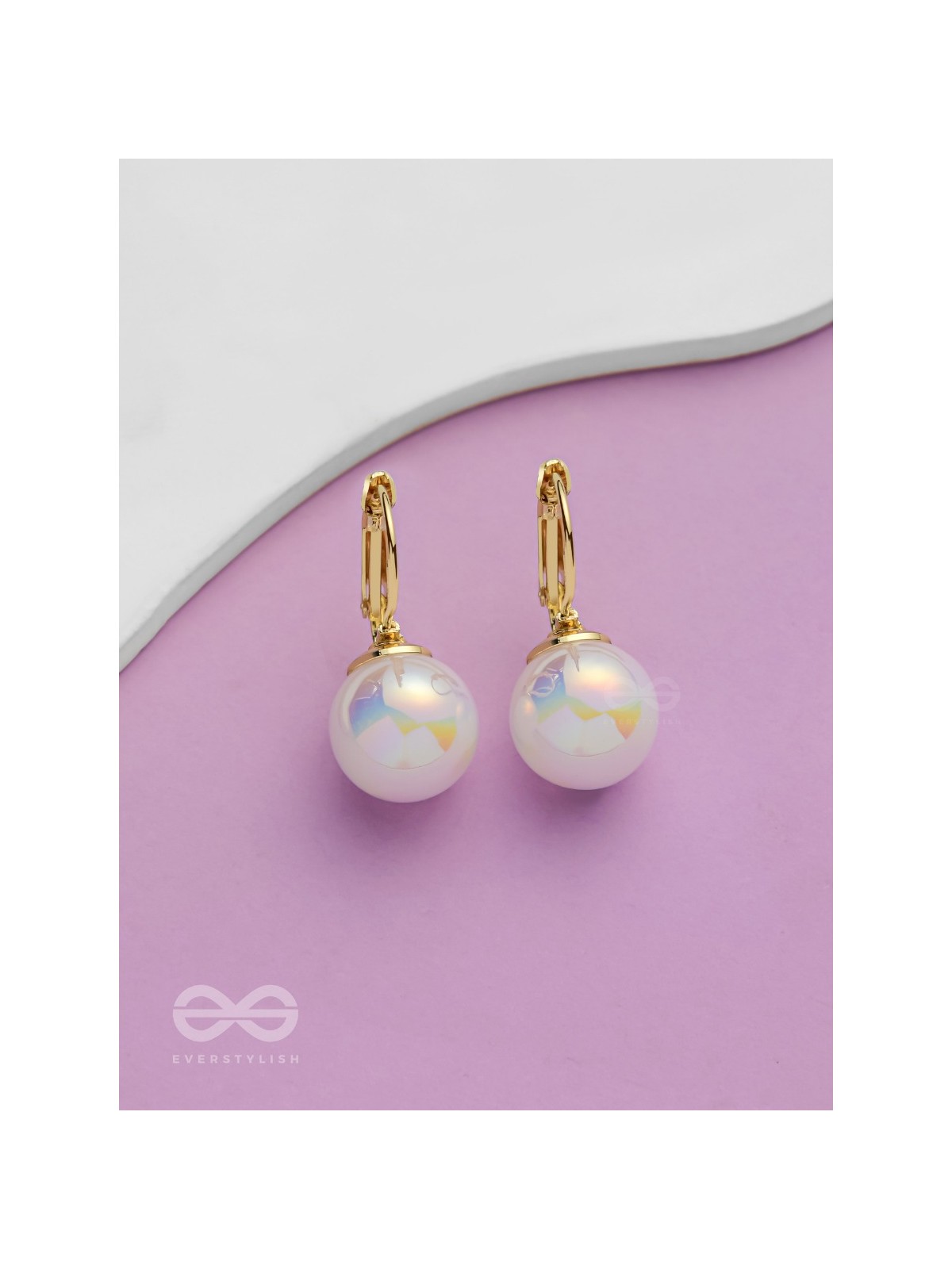 Multichromic Pearls - Holographic Golden Pearl Earrings
