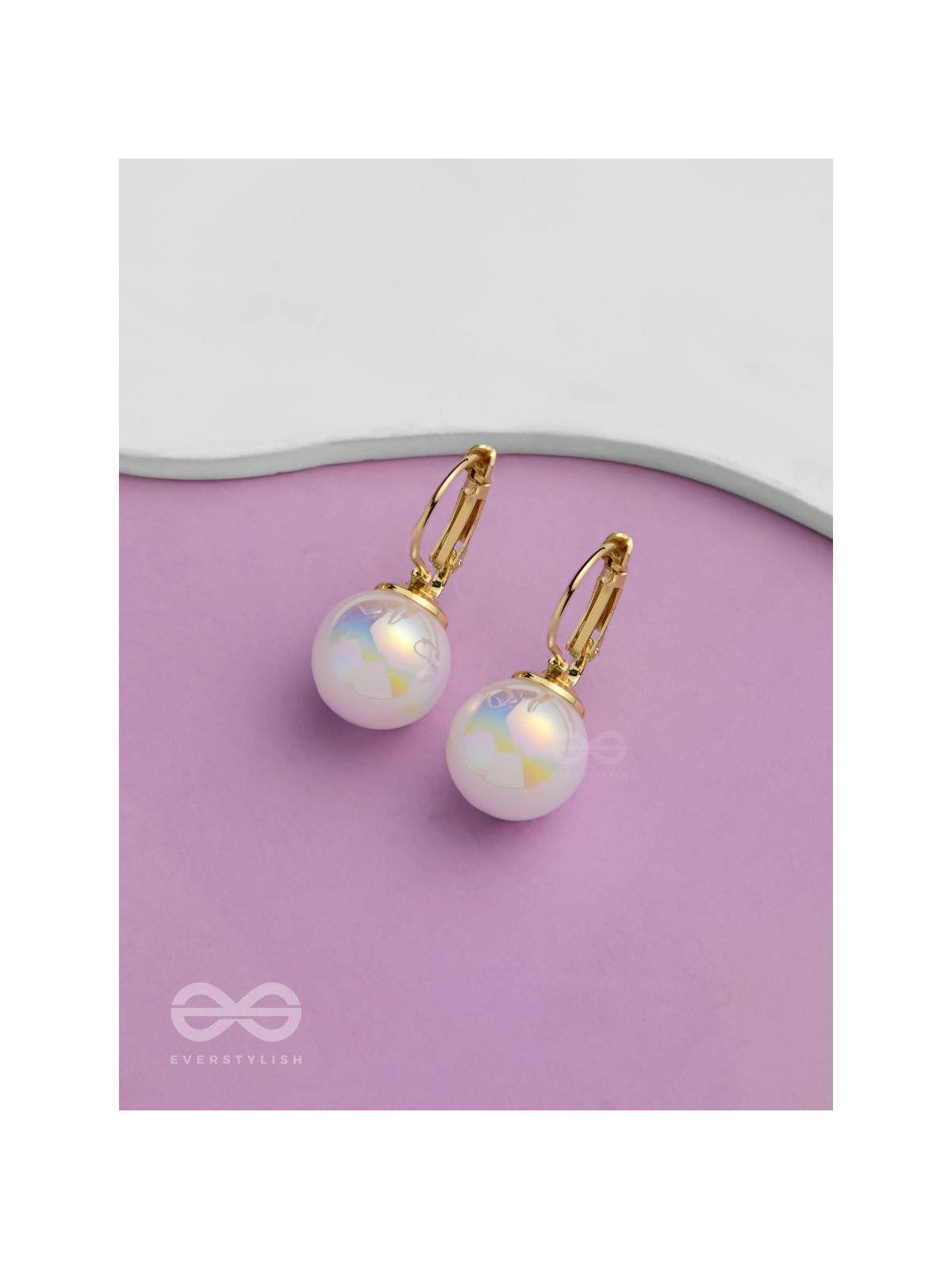 Multichromic Pearls - Holographic Golden Pearl Earrings