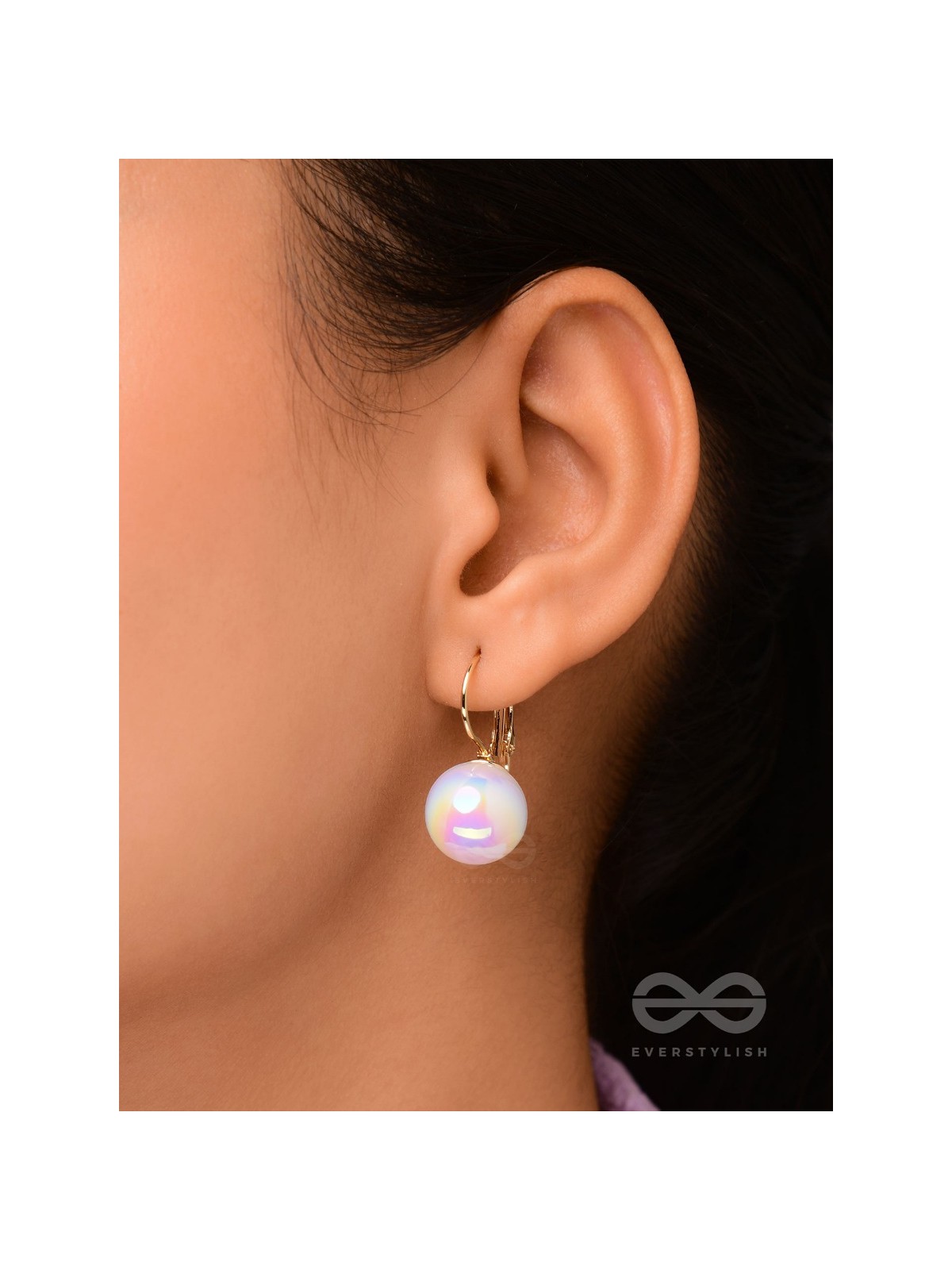 Multichromic Pearls - Holographic Golden Pearl Earrings