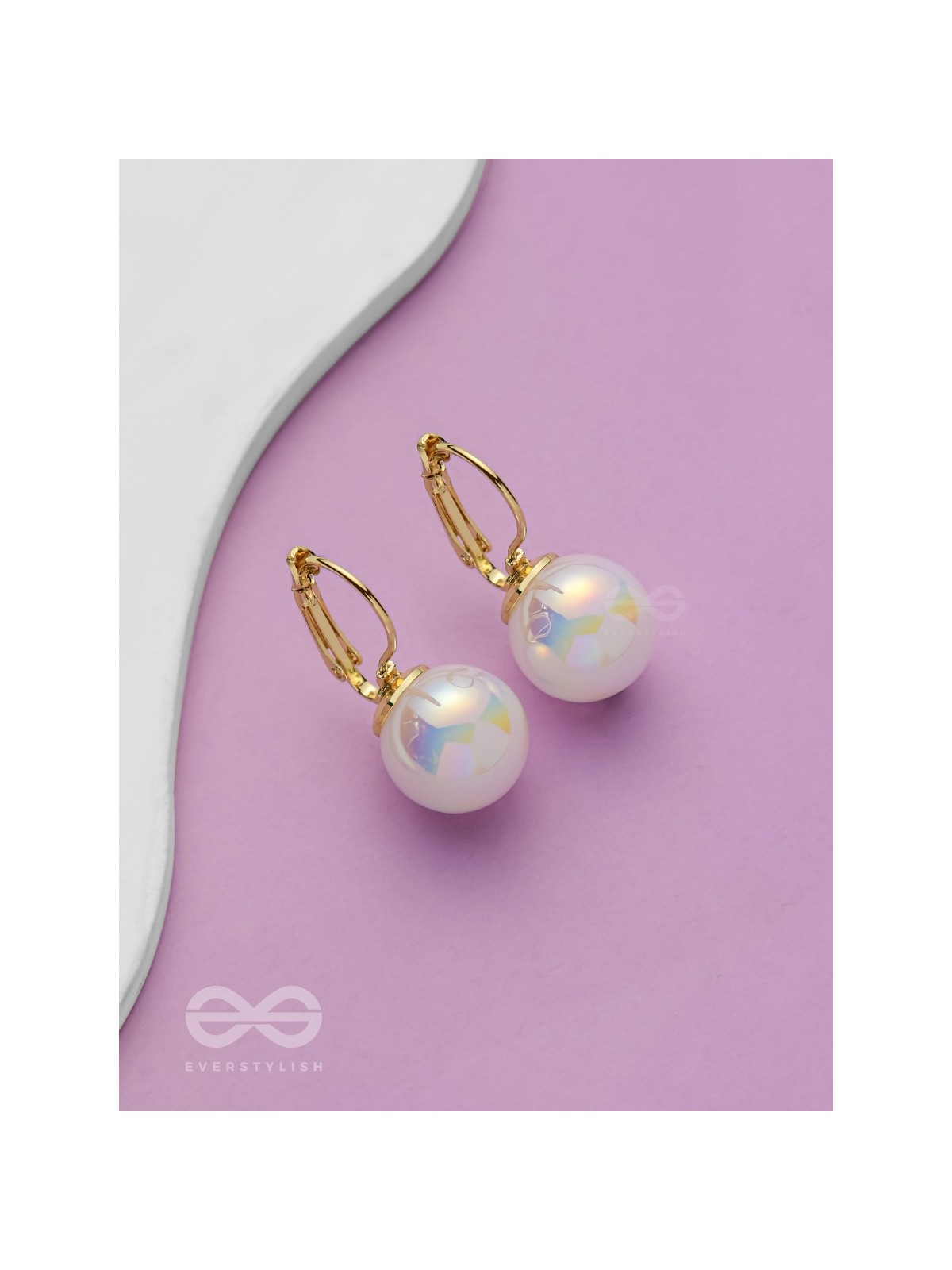 Multichromic Pearls - Holographic Golden Pearl Earrings